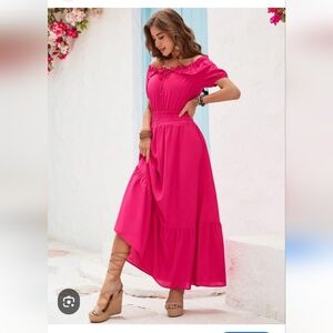 NWT Elegant Pink Off-Shoulder Dress